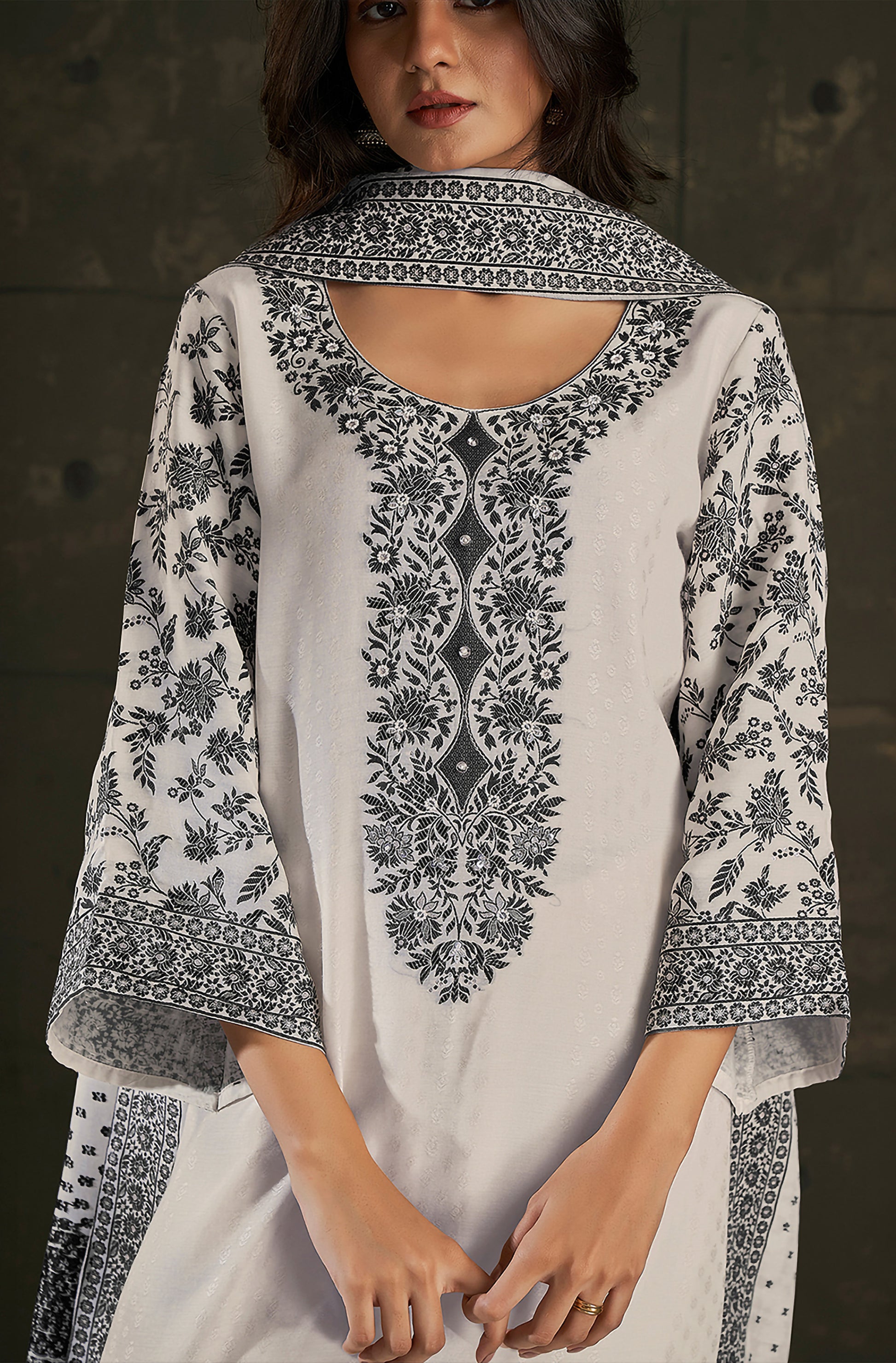 Beige Noir Silk Kurta Set - House of Nari